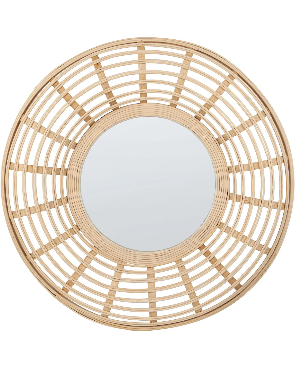 Wall Hanging Mirror  60 cm Home Dcor Round Frame Bamboo Wood Minimalist Design Living Room Furniture Bedroom Beliani