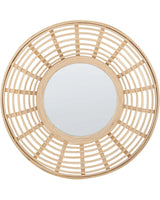 Wall Hanging Mirror  60 cm Home Dcor Round Frame Bamboo Wood Minimalist Design Living Room Furniture Bedroom Beliani