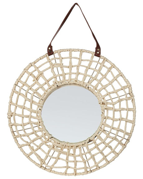 Wall Hanging Mirror Home Decoration Rope Paper Frame Rustic Modern Design Living Room Bedroom Furniture Beliani