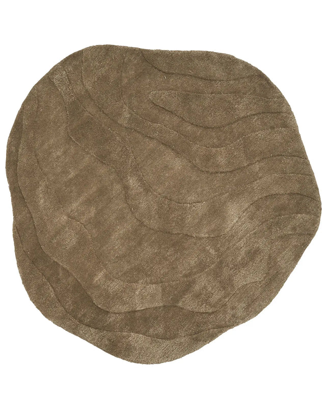 Area Rug Green Viscose Wool 160 x 160 cm Hand Tufted Low Pile Living Room Cotton Backing Modern Beliani