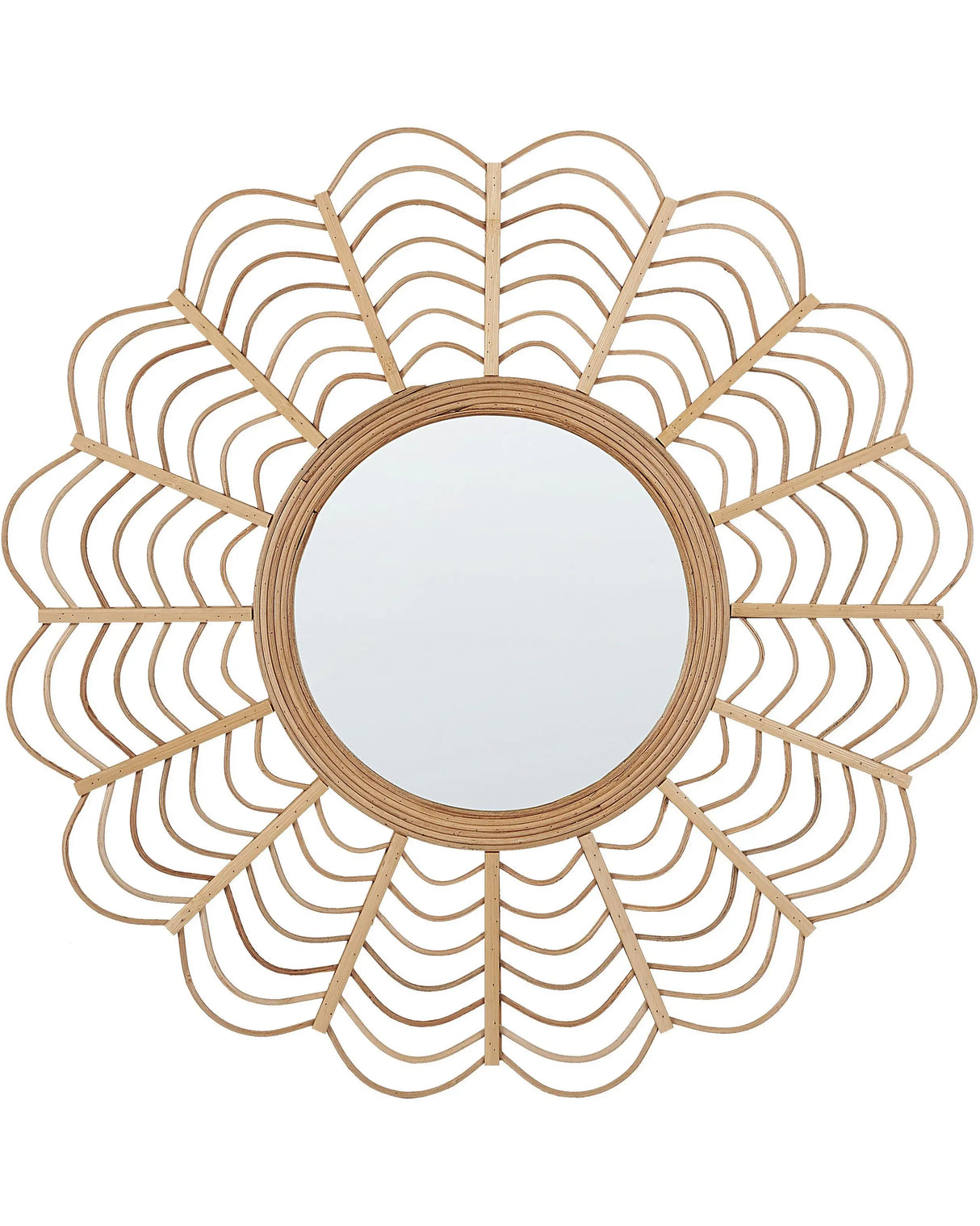 Wall Hanging Mirror Home Dcor Frame Natural Rattan Rustic Modern Design Sunburst Furniture Living Room Bedroom Beliani