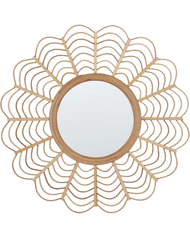 Wall Hanging Mirror Home Dcor Frame Natural Rattan Rustic Modern Design Sunburst Furniture Living Room Bedroom Beliani