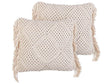 Decorative Cushion Set of 2 Beige Cotton Macramé 45 x 45 cm with Tassels Rope Boho Retro Decor Accessories Beliani