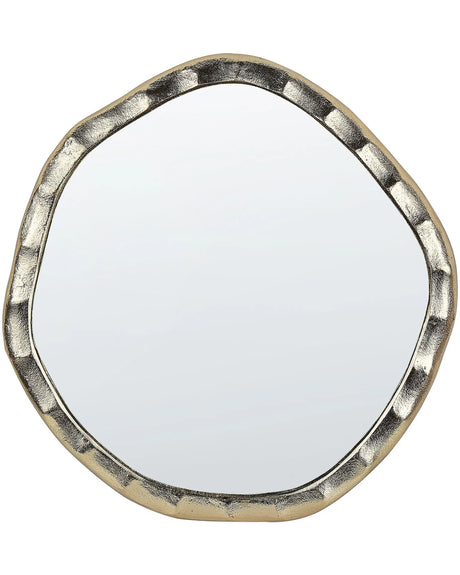 Wall Mirror Gold Aluminium Material 42 x 40 cm Irregular Shape Distressed Frame Modern Design Beliani