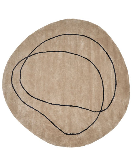 Area Rug Beige Viscose ⌀ 200 cm Organic Round Shape Accent Rug Beliani