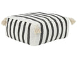 Floor Cushion White and Black Cotton 45 x 45 x 20 cm Striped Pattern Square Fabric Seating Pouffe Beliani