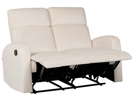 Manual Recliner Sofa White Velvet Upholstered 2 Seater Couch Modern Design Relax Function Beliani