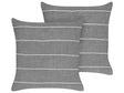 Set of 2 Decorative Cushions Grey and White Linen Cotton 50 x 50 cm Striped Pattern Decor Accessories Beliani