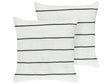 Set of 2 Decorative Cushions White nad Black Linen Cotton 50 x 50 cm Striped Pattern Decor Accessories Beliani