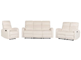 Manual Recliner Sofa Set Off-White Velvet Upholstered 3 and 2 Seater Armchair Couch Modern Design Relax Function Beliani