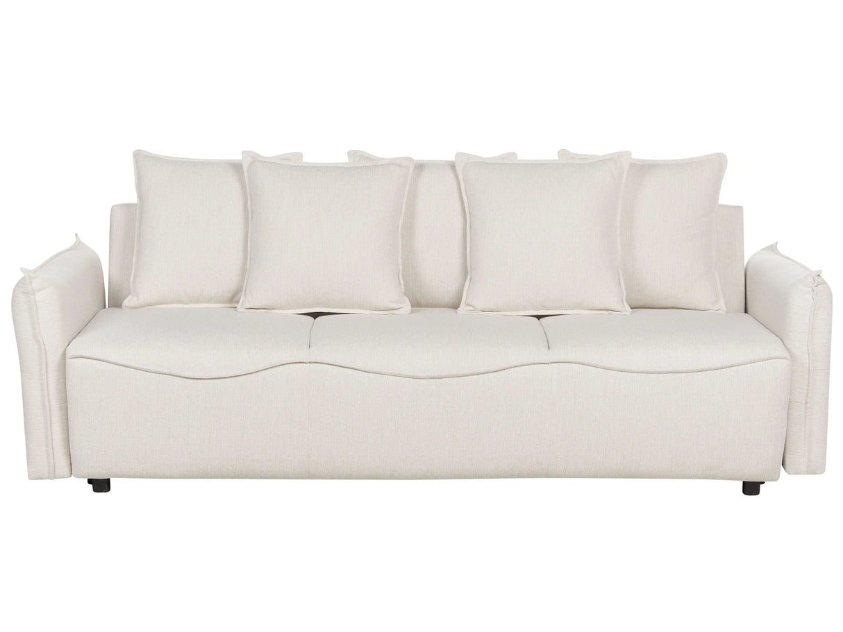 Sofa Bed White Convertible Sleeper with Storage Additional Cushions Removable Covers Modern Minimalist Style Living Room Bedroom Beliani