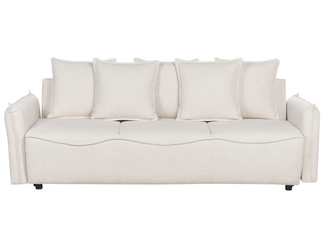 Sofa Bed White Convertible Sleeper with Storage Additional Cushions Removable Covers Modern Minimalist Style Living Room Bedroom Beliani