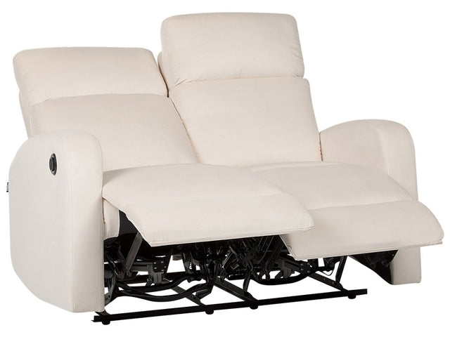 Electric Recliner Sofa White Velvet Upholstered 2 Seater Couch Modern Design Relax Function Beliani