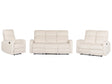 Electric Recliner Sofa Set Off-White Velvet Upholstered 3 and 2 Seater Armchair Couch Modern Design Relax Function Beliani