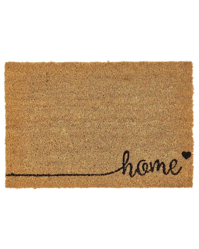 Doormat Natural Coir PVC Backing Anti-Slip 40 x 60 cm Home Text Motif Modern Indoor Decoration Beliani