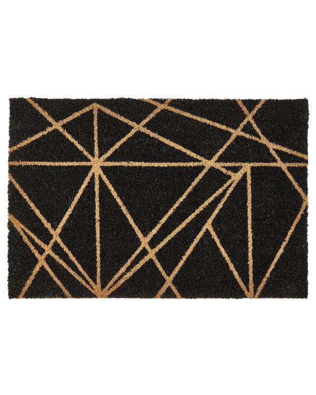 Doormat Black Natural Coir PVC Backing Anti-Slip 40 x 60 cm Geometric Pattern Glam Modern Indoor Decoration Beliani