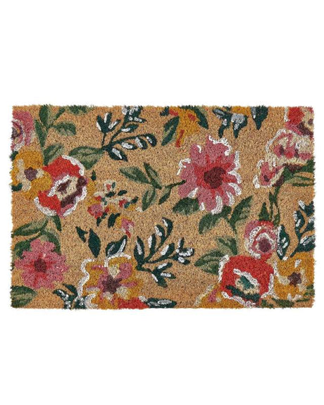 Doormat Multicolour Natural Coir PVC Backing Anti-Slip 40 x 60 cm Floral Pattern Glam Modern Indoor Decoration Beliani