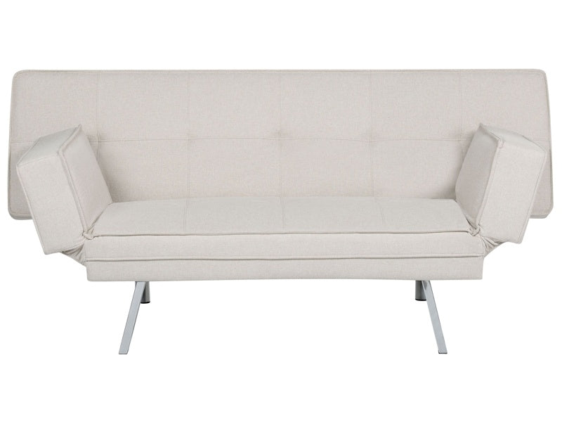 3 Seater Sofa Bed Beige Upholstered Armless Modern Beliani