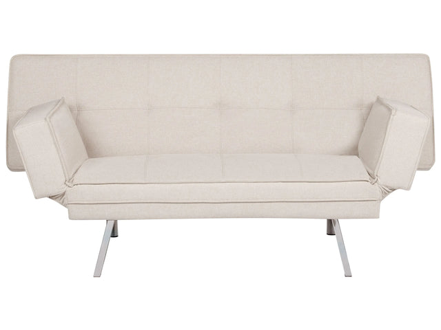 3 Seater Sofa Bed Beige Upholstered Armless Modern Beliani