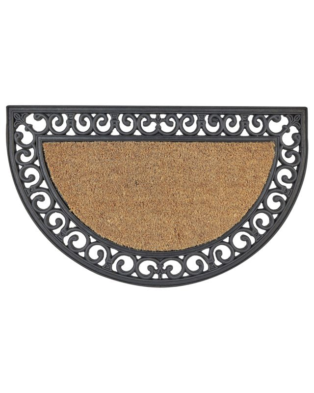 Doormat Natural Coir PVC Backing Anti-Slip Rubber 45 x 75 cm Half-Round Modern Indoor Decoration Beliani