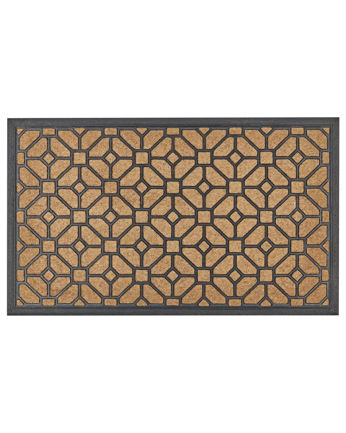 Doormat Natural Coir PVC Backing Anti-Slip Rubber 45 x 75 cm Geometric Pattern Modern Indoor Decoration Beliani