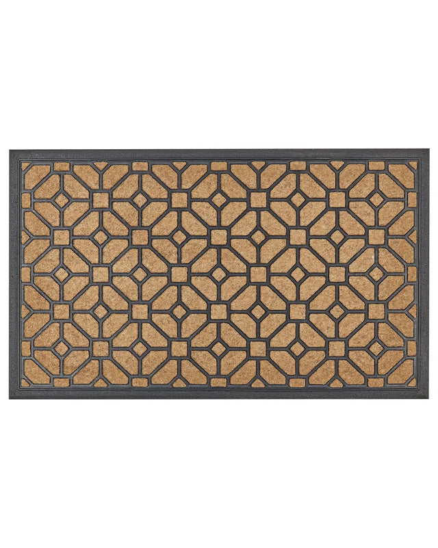 Doormat Natural Coir PVC Backing Anti-Slip Rubber 45 x 75 cm Geometric Pattern Modern Indoor Decoration Beliani