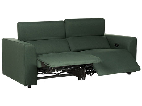 Electric Power Recliner Sofa Green Fabric 2 Seater Adjustable Footrest and Headrest with USB Port  Beliani