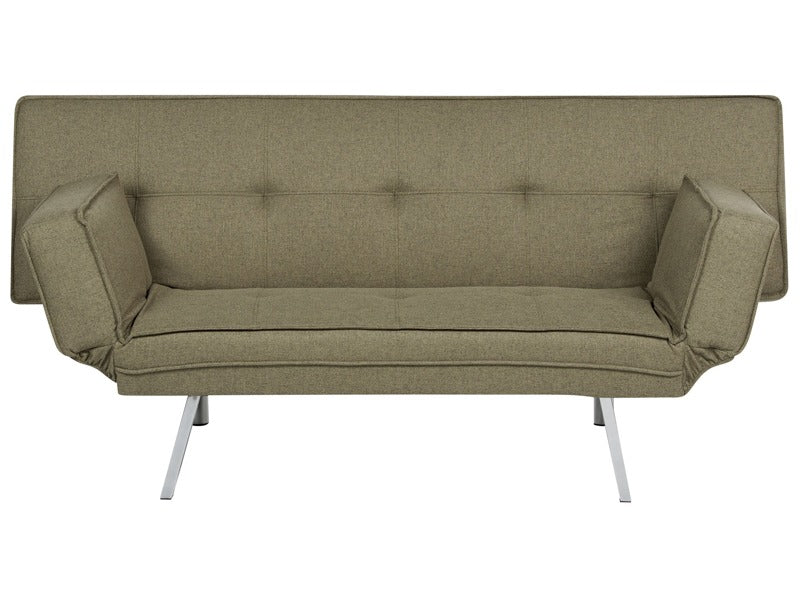 3 Seater Sofa Bed Green Upholstered Armless Modern Beliani