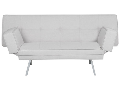 3 Seater Sofa Bed Light Grey Upholstered Armless Modern Beliani