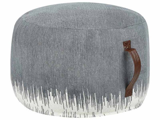 Pouffe White Grey Cotton 50 x 30 cm Gradient Printed Pattern Decorative Seat Handmade Boho Modern Style Living Room Bedroom Beliani