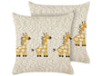 Set of 2 Kids Decorative Cushions Beige Cotton Covers 45 x 45 cm Giraffe Pattern Kid's Bedroom Accessory Beliani