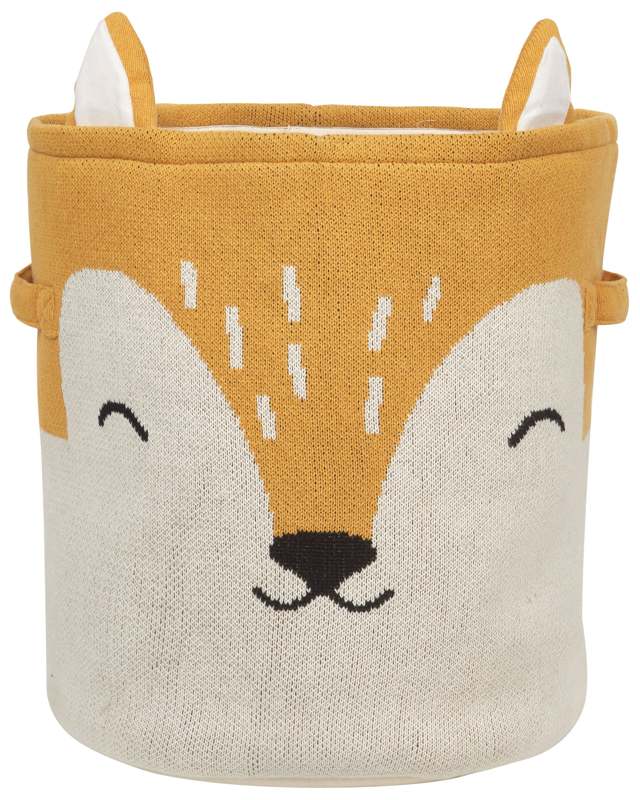 Kids Storage Basket Cotton Beige and Orange with Handles Toys Storage Beliani