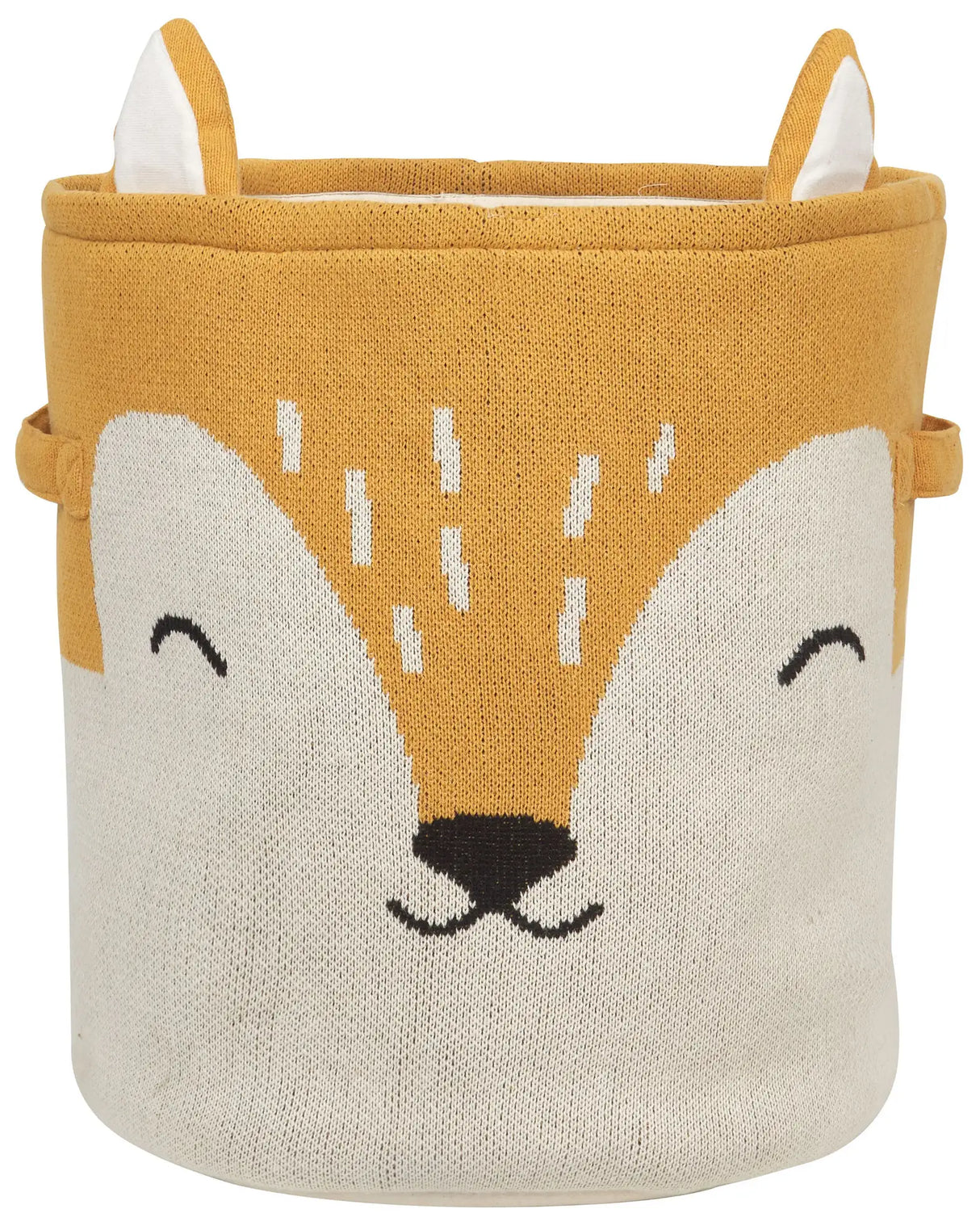 Kids Storage Basket Cotton Beige and Orange with Handles Toys Storage Beliani