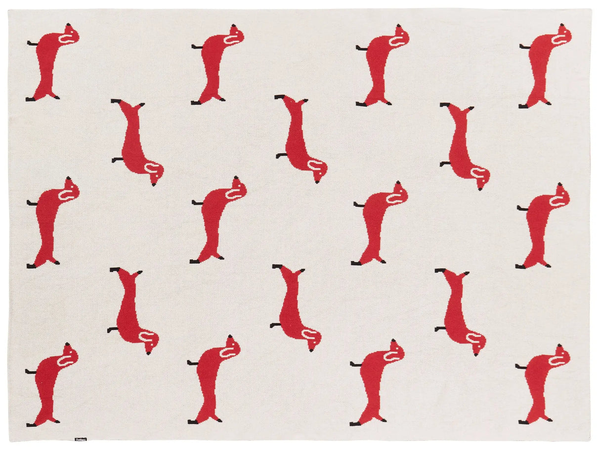 Blanket Beige and Red Cotton 130 x 180 cm Bed Throw Cosy Dog Pattern Bedroom Kids' Room Modern Design Beliani