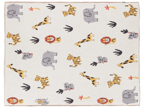 Kids Blanket Multicolour Cotton 130 x 180 cm Bed Throw Cosy Animal Pattern Bedroom Kids' Room Modern Design Beliani