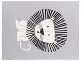 Kids Blanket Grey Cotton 130 x 180 cm Bed Throw Cosy Lion Pattern Bedroom Kids' Room Modern Design Beliani