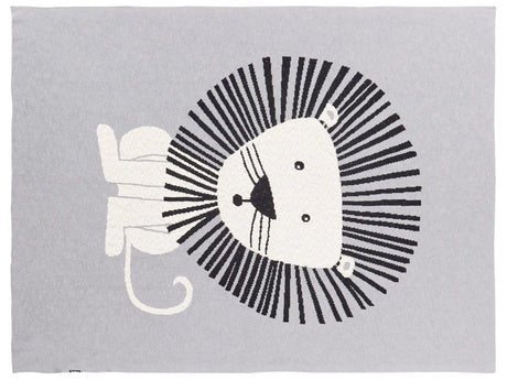 Kids Blanket Grey Cotton 130 x 180 cm Bed Throw Cosy Lion Pattern Bedroom Kids' Room Modern Design Beliani
