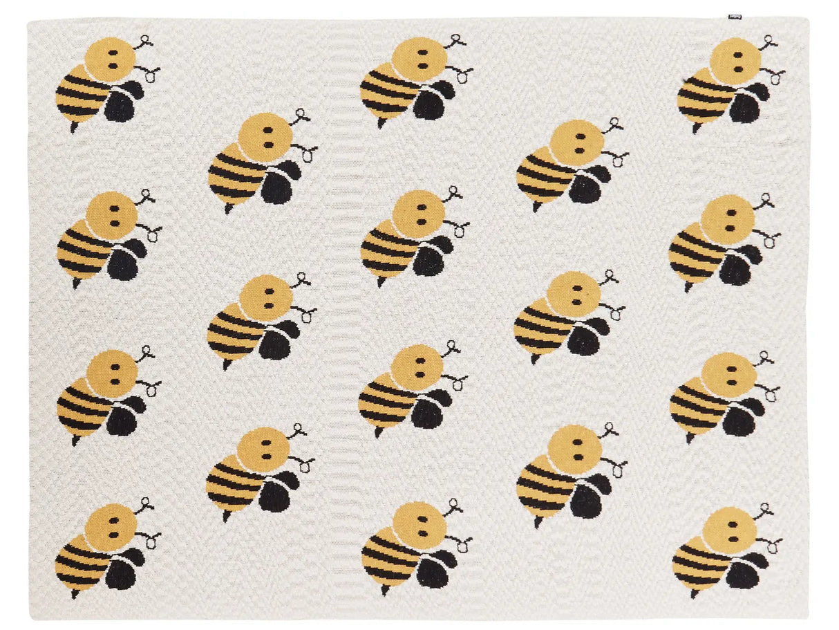 Kids Blanket Grey Cotton 130 x 180 cm Bed Throw Cosy Bees Pattern Bedroom Kids' Room Modern Design Beliani