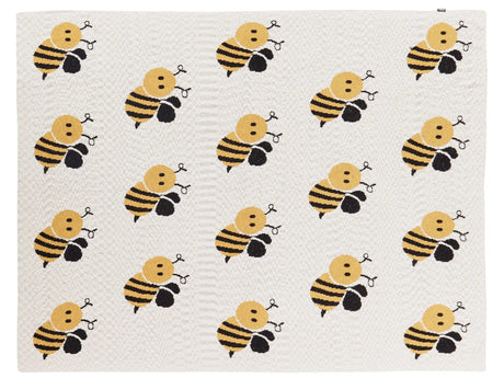 Kids Blanket Grey Cotton 130 x 180 cm Bed Throw Cosy Bees Pattern Bedroom Kids' Room Modern Design Beliani