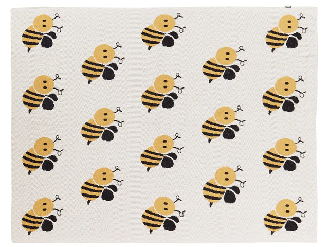 Kids Blanket Grey Cotton 130 x 180 cm Bed Throw Cosy Bees Pattern Bedroom Kids' Room Modern Design Beliani