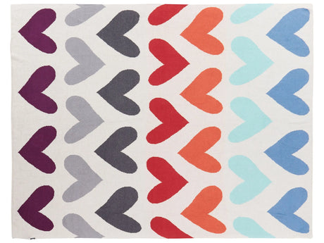 Kids Blanket Multicolour Cotton 130 x 180 cm Bed Throw Cosy Hearts Pattern Bedroom Kids' Room Modern Design Beliani