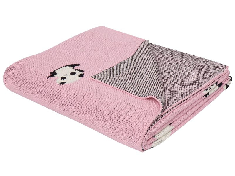 Kids Blanket Pink Cotton 130 x 170 cm Bed Throw Cosy Pandas Pattern Bedroom Kids' Room Modern Design Beliani