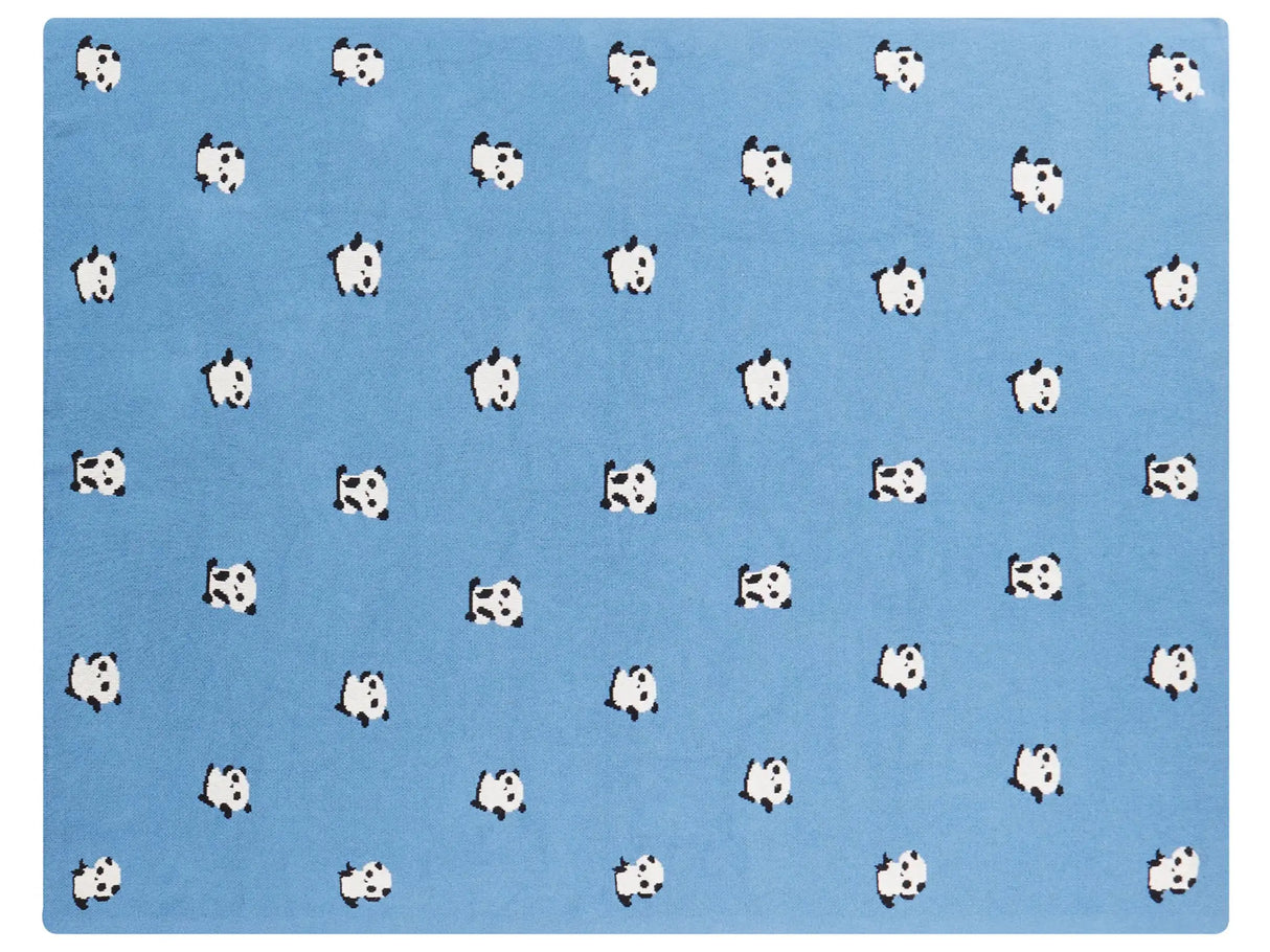 Kids Blanket Blue Cotton 130 x 180 cm Bed Throw Cosy Pandas Pattern Bedroom Kids' Room Modern Design Beliani