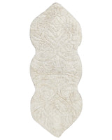 Bath Mat Beige Cotton 150 x 60 cm Irregular Shape Decorative Pattern Bath Rug Bathroom Accessories Modern Design Beliani