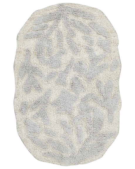 Bath Mat Grey Cotton 60 x 90 cm Irregular Shape Decorative Pattern Bath Rug Bathroom Accessories Modern Design Beliani