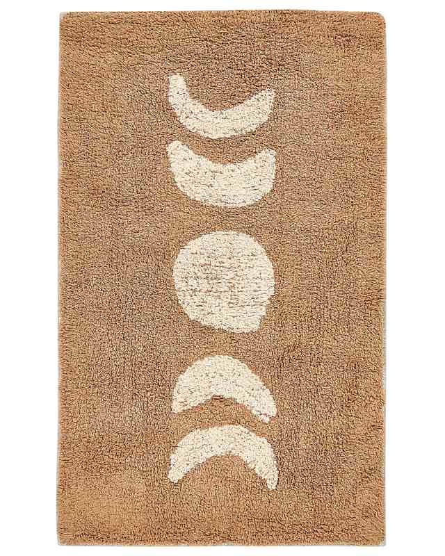 Bath Mat Brown Cotton 50 x 80 cm Rectangular Shape Decorative Pattern Bath Rug Bathroom Accessories Modern Design Beliani