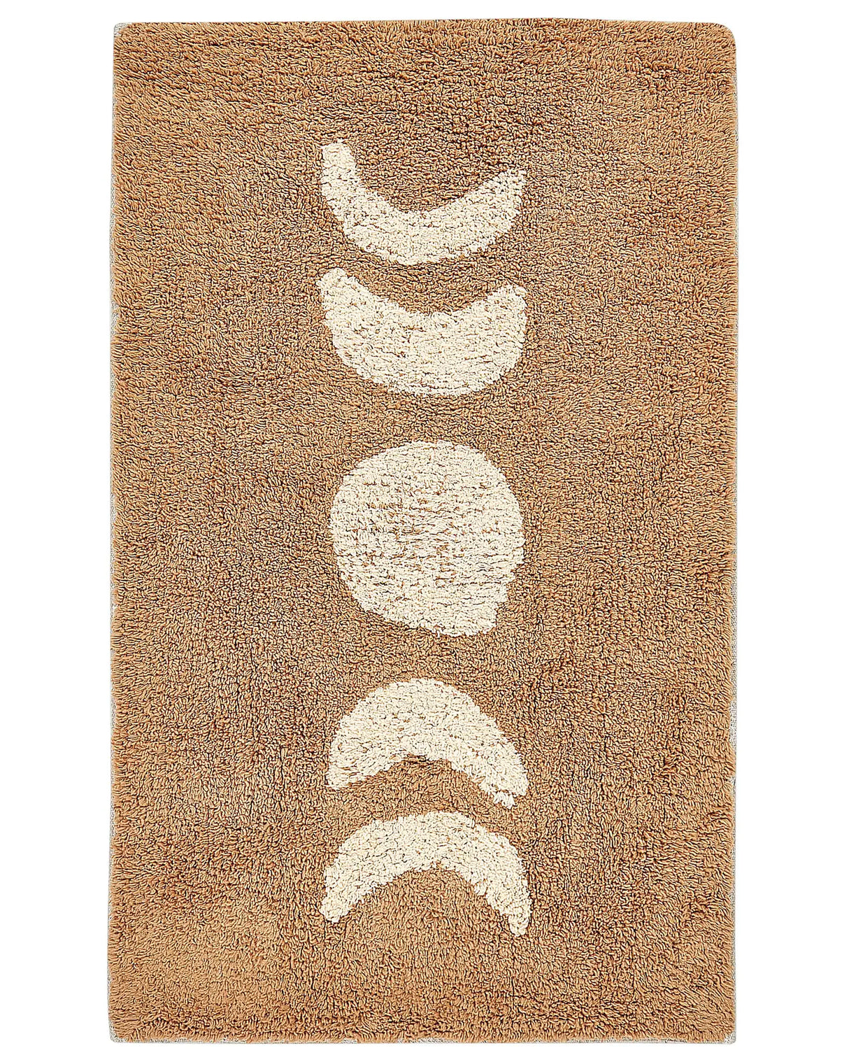Bath Mat Brown Cotton 50 x 80 cm Rectangular Shape Decorative Pattern Bath Rug Bathroom Accessories Modern Design Beliani