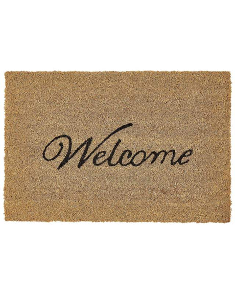 Doormat Natural Coir PVC Backing Anti-Slip 40 x 60 cm Welcome Caption Text Motif Modern Indoor Decoration Beliani