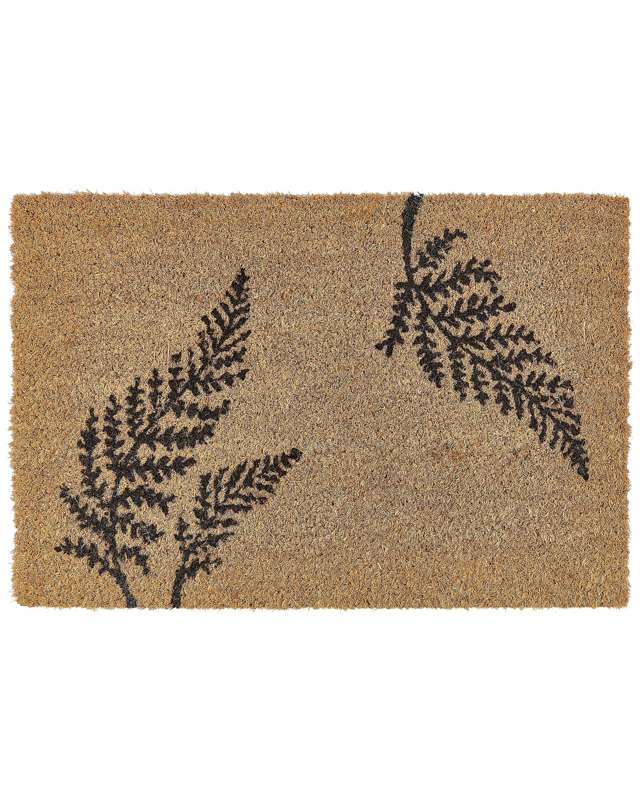 Doormat Natural Coir PVC Backing Anti-Slip 40 x 60 cm Plant Fern Leaves Motif Modern Indoor Decoration Beliani