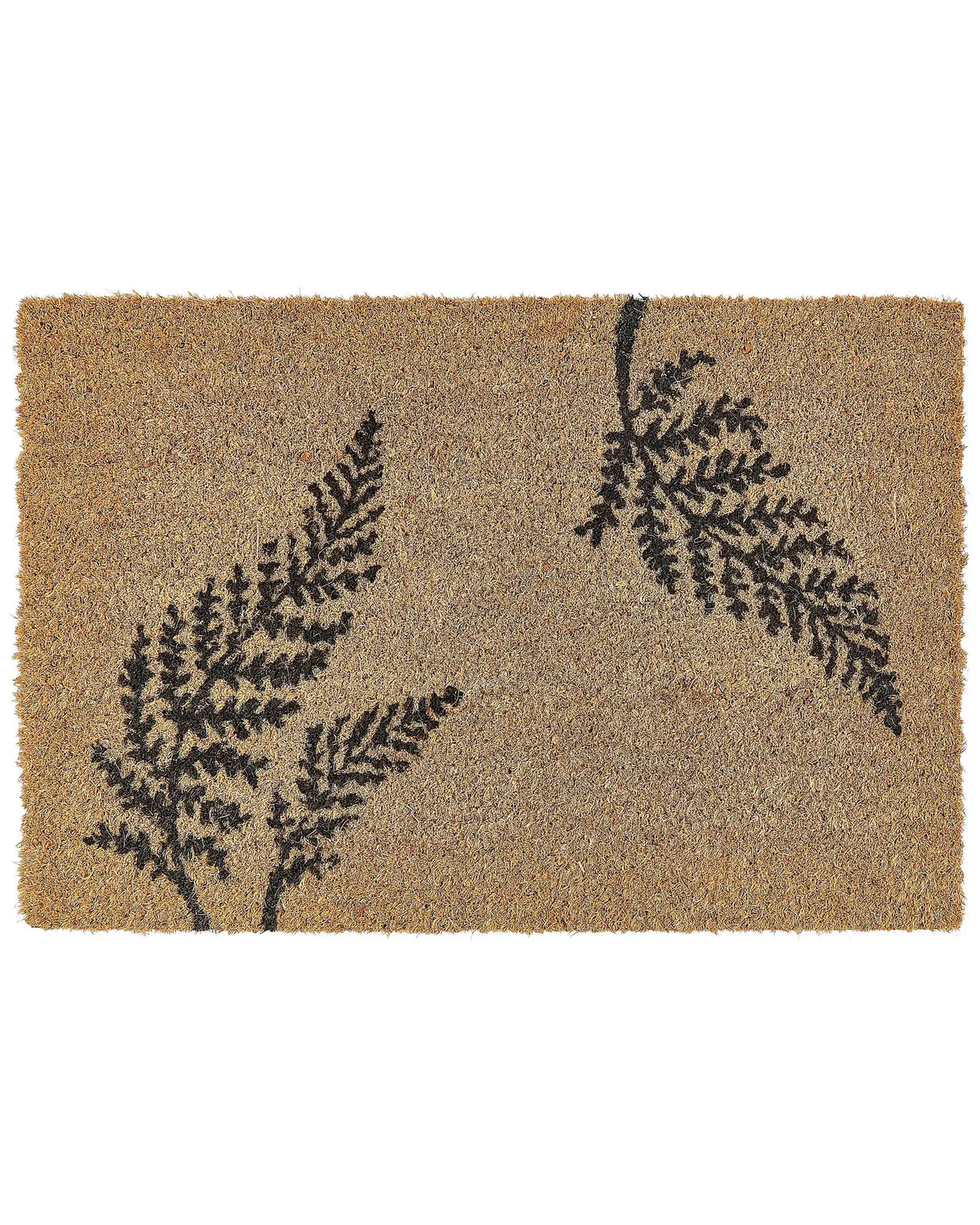 Doormat Natural Coir PVC Backing Anti-Slip 40 x 60 cm Plant Fern Leaves Motif Modern Indoor Decoration Beliani
